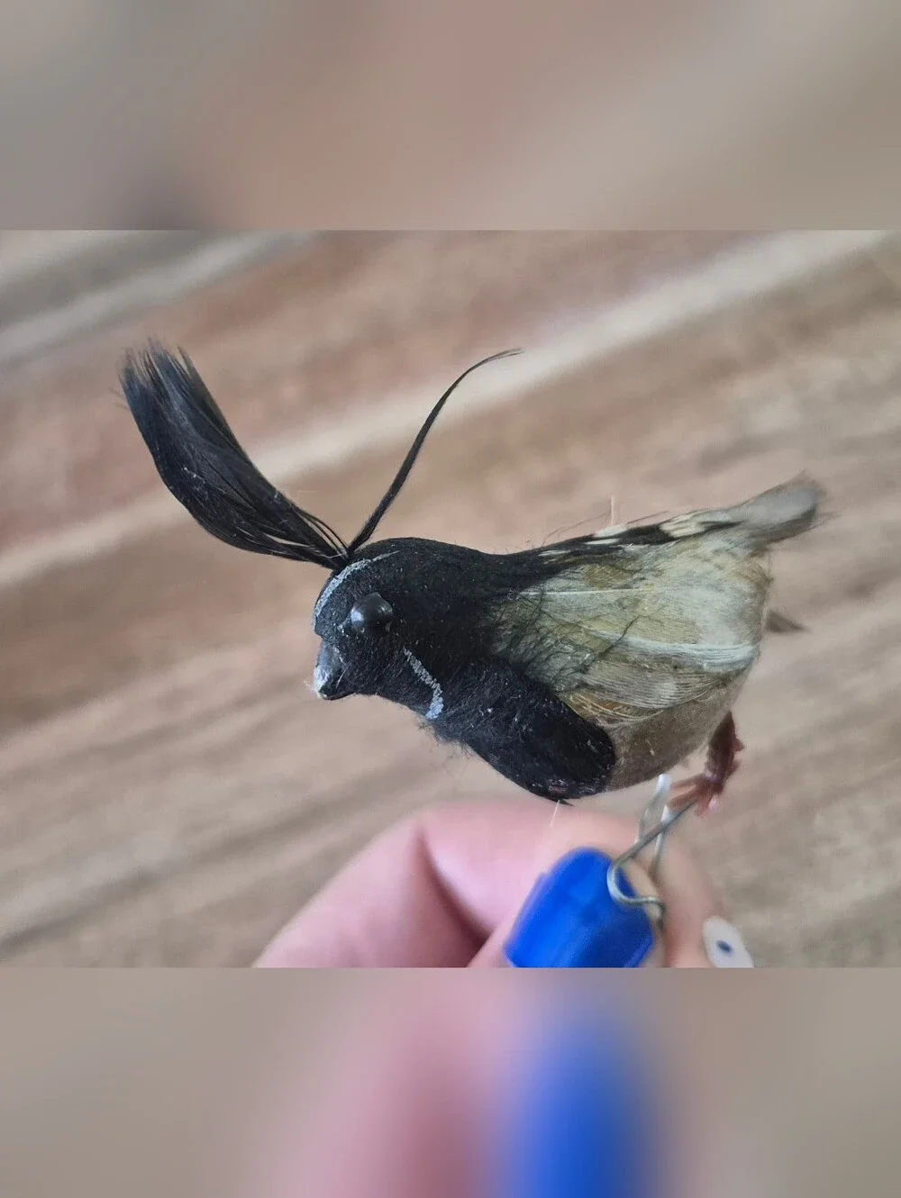 Set of 3 Decorative Faux Feathered Songbird Ornaments - Black & Brown